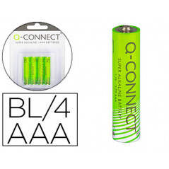 Pila q-connect alcalina aaa blister con 4 unidades