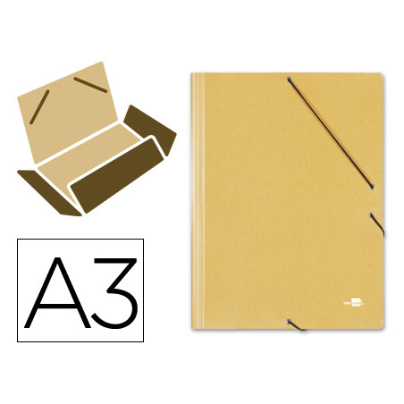 Carpeta liderpapel gomas a3 3 solapas carton prespan amarilla