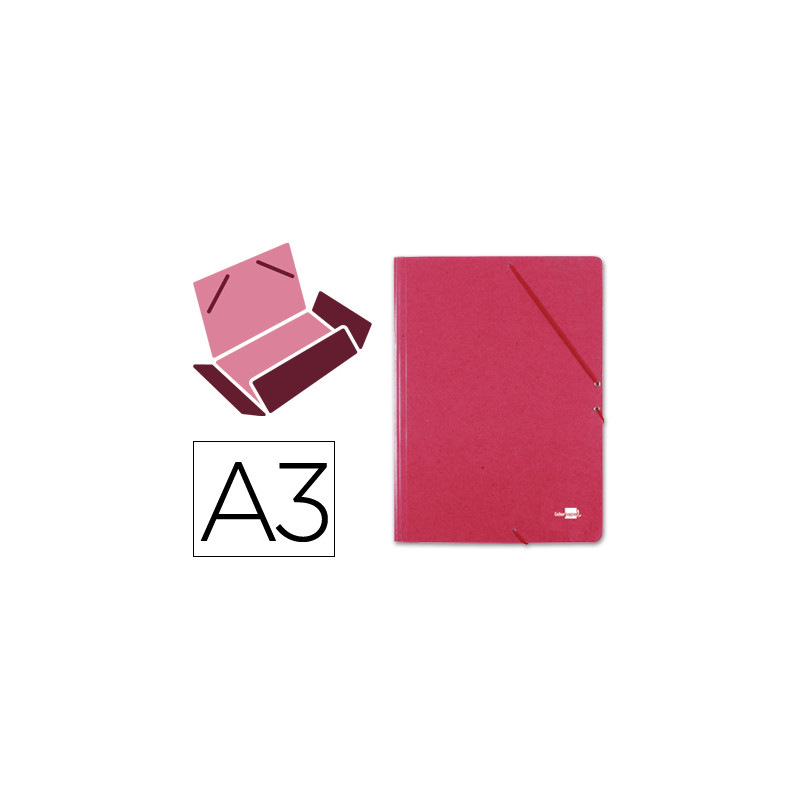 Carpeta liderpapel gomas tres solapas carton prespan a3 color rojo