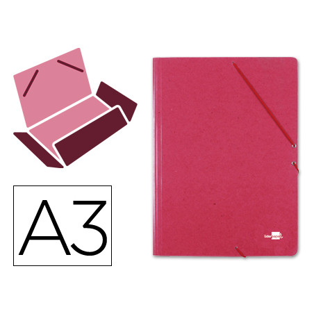 Carpeta liderpapel gomas a3 3 solapas carton prespan roja
