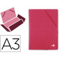 Carpeta liderpapel gomas tres solapas carton prespan a3 color rojo