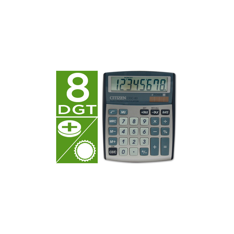 Calculadora citizen sobremesa cdc-80 8 dígitos plata