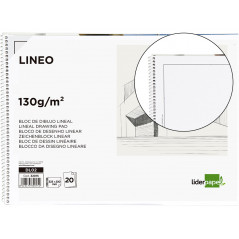 Bloc dibujo liderpapel lineal espiral 230x325mm 20 hojas 130g/m2 con recuadro perforado