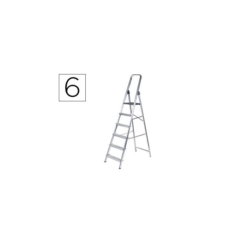 Escalera q-connect de aluminio 6 peldaños 1203x510x1895 mm peso maximo 150 kg en-131