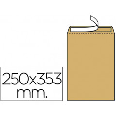 Sobre liderpapel bolsa n.11 kraft folio prolongado 250x353mm tira de silicona caja de 250 unidades