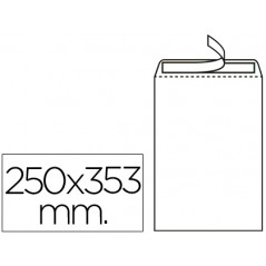 Sobre liderpapel bolsa n.10 blanco folio prolongado 250x353mm tira de silicona caja de 250 unidades
