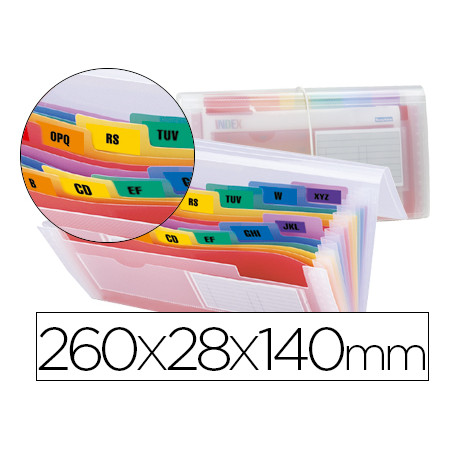 Carpeta Liderpapel Clasificador Fuelle 45144 Polipropileno A4 Transparente  con Asa Spectrafile 26 Dpto