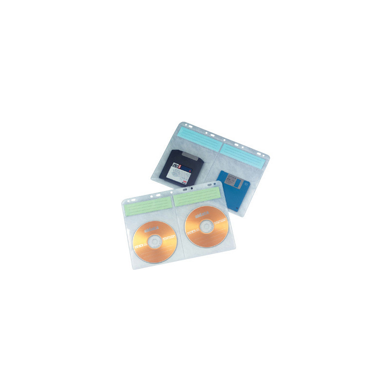 Funda q-connect para 4 cd/dvd con bolsillo multitaladro bolsa de 10 fundas