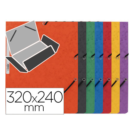 Carpeta q-connect gomas kf02174 carton simil-prespan solapas 320x243 mm surtidas roja-amarilla-azul-verde-naran
