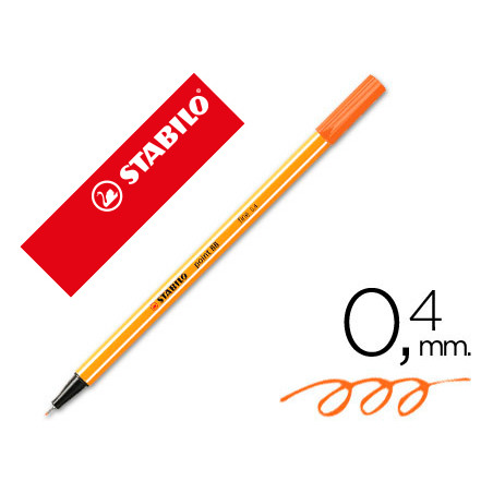 Rotulador stabilo punta de fib ra point 88 naranja punta fina 0,4mm