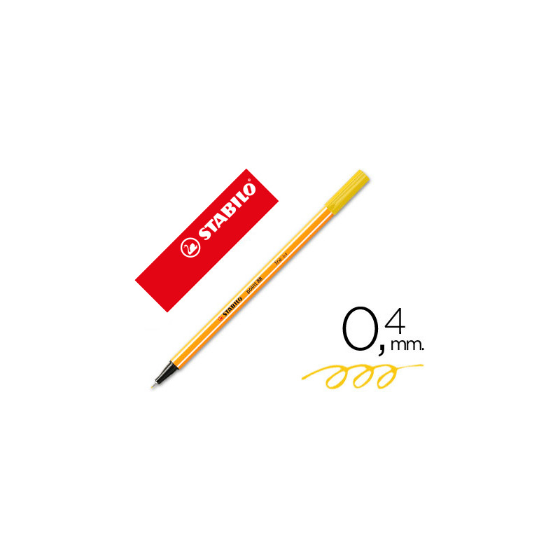 Rotulador stabilo punta de fib ra point 88 amarillo punta fina 0,4mm