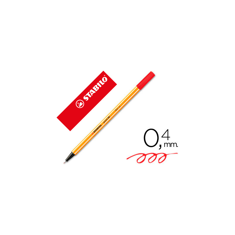 Rotulador stabilo punta de fibra point 88 rojo 0,4 mm