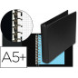 Carpeta multifin alfa 3002-m 11 anillas 24 mm plastico cuarto negro 155x215 mm