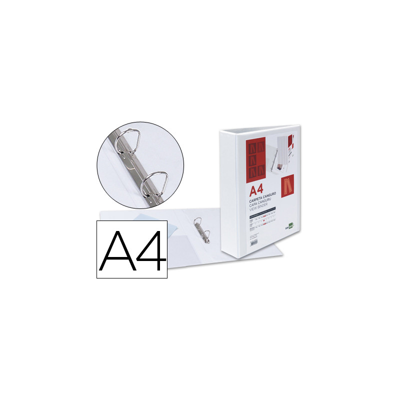 Carpeta canguro 2 anillas mixtas 40mm liderpapel a4 plastico color blanco