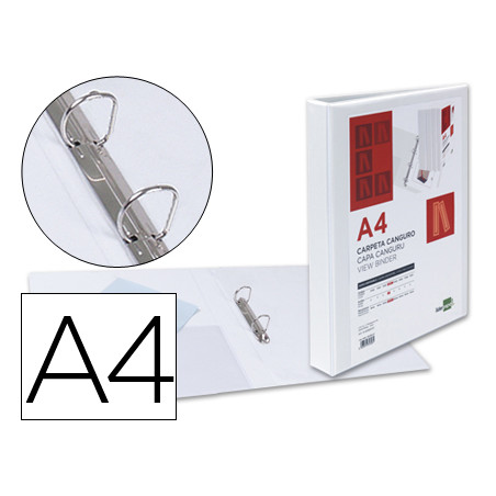 Carpeta canguro 2 anillas mixtas 25mm liderpapel a4 plastico blanca