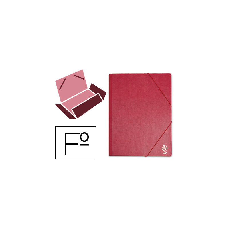 Carpeta liderpapel gomas tres solapas plastico folio color rojo