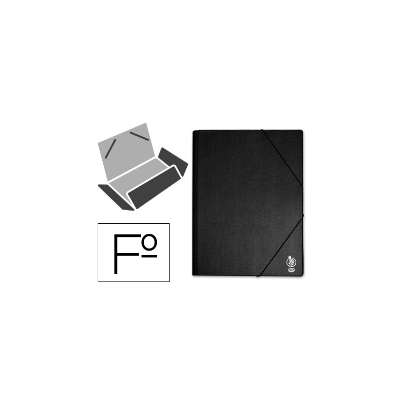 Carpeta liderpapel gomas tres solapas plastico folio color negro