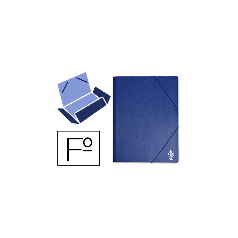 Carpeta liderpapel gomas tres solapas plastico folio color azul