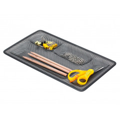 Organizador sobremesa bandeja metalica q-connect rejilla negra con 4 departamentos -320x35x155 mm