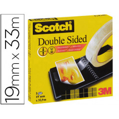 Cinta adhesiva scotch dos caras 33 mt x 19 mm