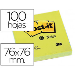Bloc de notas adhesivas quita y pon post-it 76x76 mm papel reciclado amarillo
