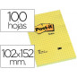 Bloc de notas adhesivas quita y pon post-it 102x152 mm cuadriculado 662