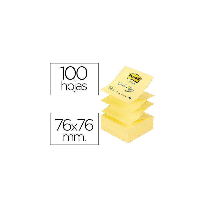 Bloc de notas adhesivas quita y pon post-it 76x76 mm z-notes