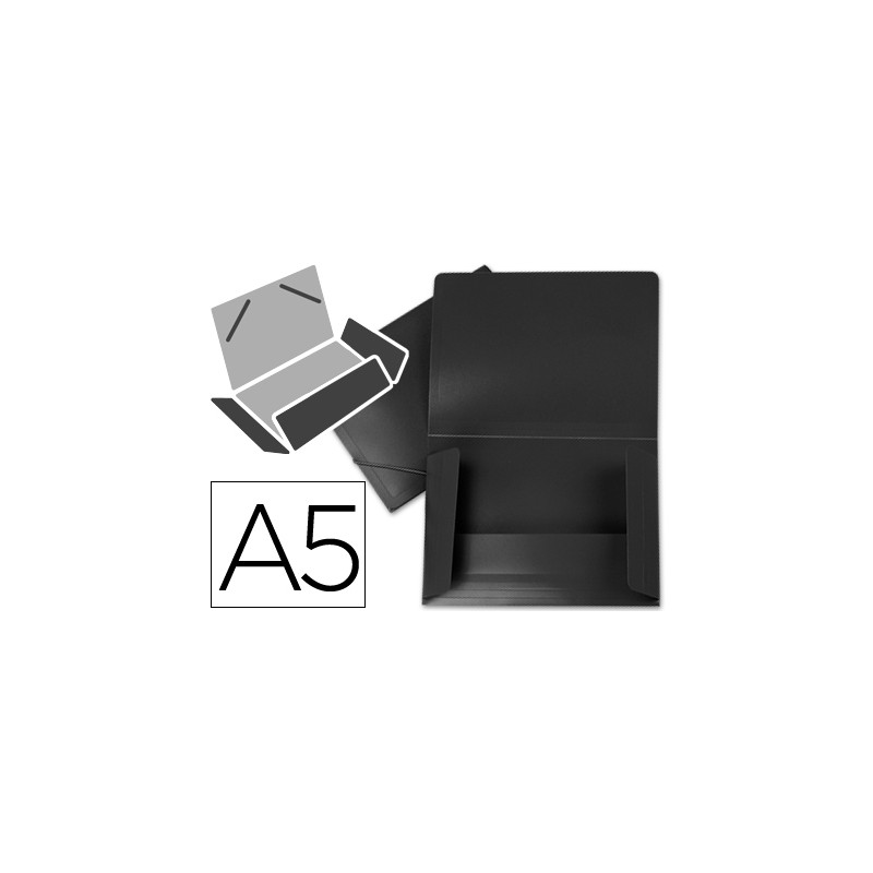 Carpeta liderpapel gomas tres solapas polipropileno din a5 color negro opaco