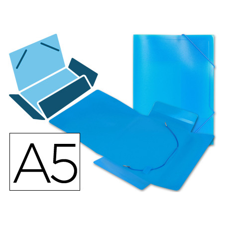 Carpeta liderpapel gomas tres solapas polipropileno din a5 color azul