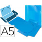Carpeta liderpapel gomas tres solapas polipropileno din a5 color azul