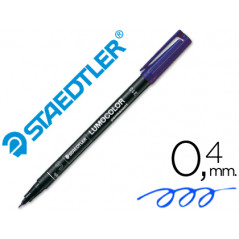 Rotulador staedtler lumocolor retroproyeccion punta de fibrapermanente 313-3 azul punta super fina redonda 0.4 mm