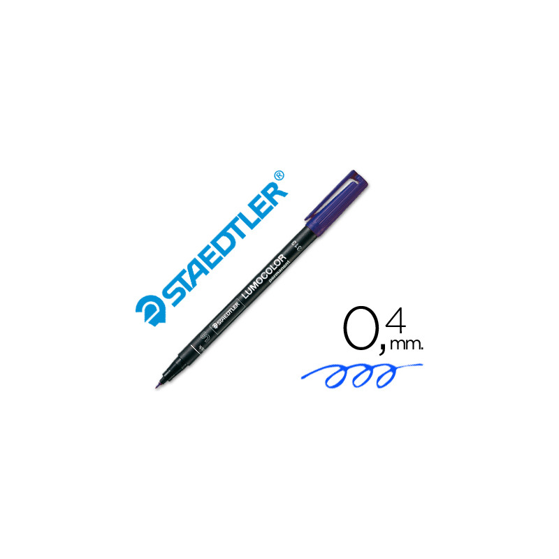 Rotulador staedtler lumocolor retroproyeccion punta de fibra permanente 313-3 azul punta super fina redonda 0.4 mm