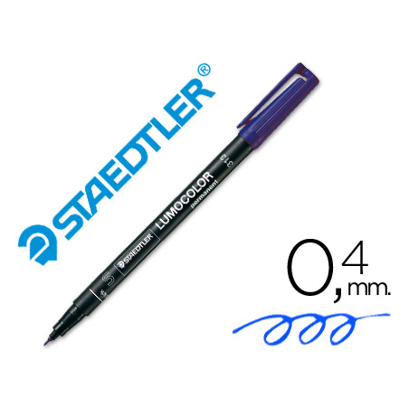Rotulador staedtler lumocolor retroproyeccion punta de fibra permanente 313-3 azul punta super fina redonda 0.4 mm
