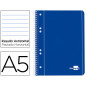 Cuaderno espiral liderpapel a5 micro serie azul tapa blanda 80h 75 gr horizontal 6 taladros azul