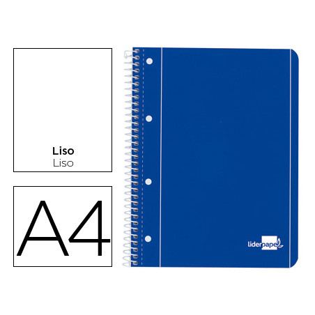 Cuaderno espiral liderpapel a4 micro serie azul tapa blanda 80h 75 gr liso con margen 4 taladros azul