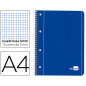 Cuaderno espiral liderpapel a4 micro serie azul tapa blanda 80h 75 gr cuadro 5mm con margen 4 taladros azul