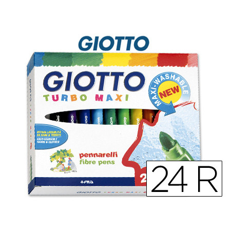 Rotulador giotto turbo-maxi caja de 24 colores lavables con punta bloqueada