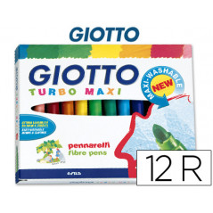 Rotulador giotto turbo-maxi caja de 12 colores lavables con punta bloqueada