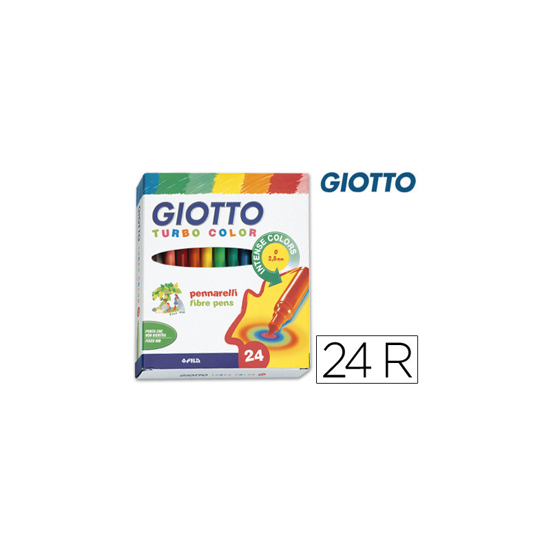 Rotulador giotto turbo color caja de 24 colores lavables con punta bloqueada