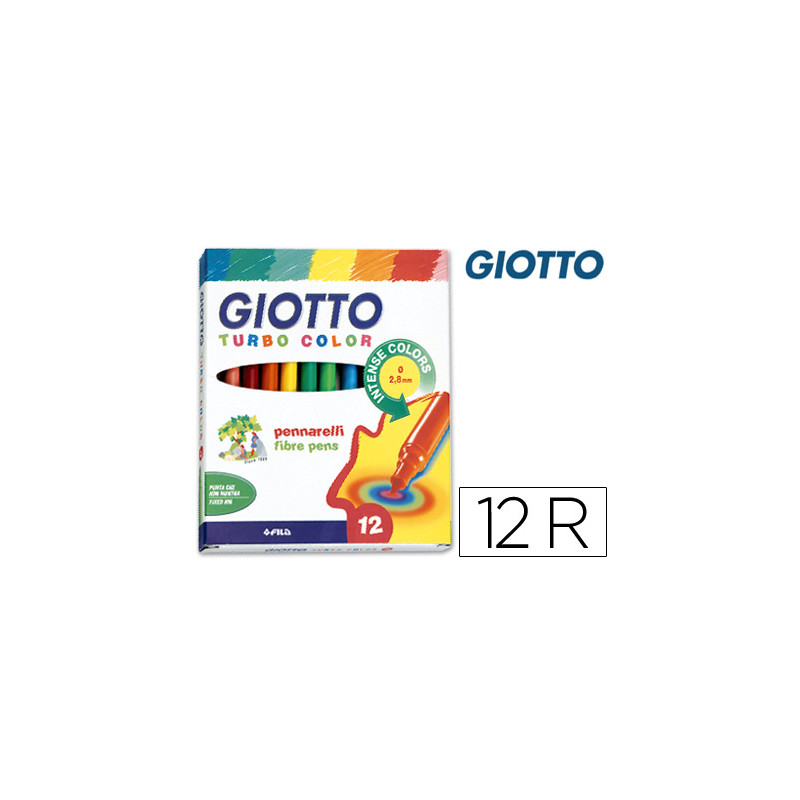 Rotulador giotto turbo color caja de 12 colores lavables con punta bloqueada