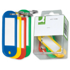 Llavero portaetiquetas q-connect caja de 6 unidades colores surtidos