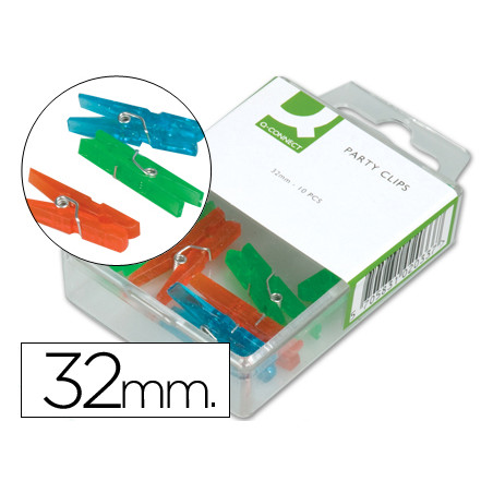 Pinza fantasia q-connect -32 mm -caja de 10 unidades -colores surtidos