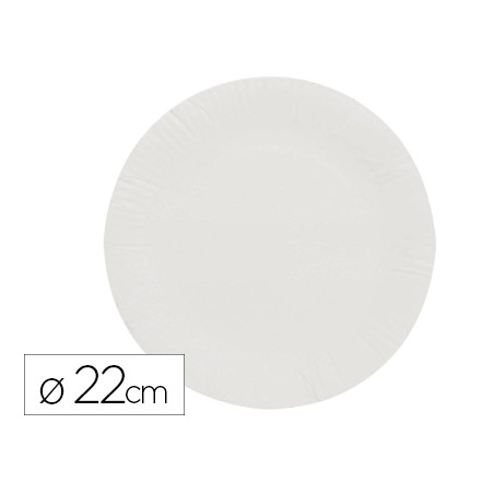 Plato papel reciclable blanco 22 cm paquete 100 unidades