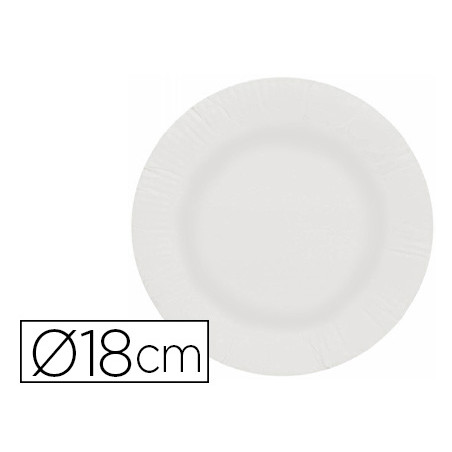 Plato papel reciclable blanco 18 cm paquete 100 unidades