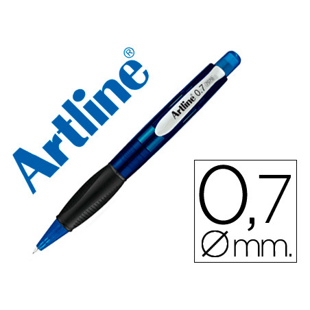 Portaminas artline retractil sujecion de caucho translucido 0,7 mm cuerpo azul