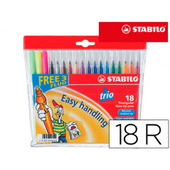 Rotulador stabilo trio caja de 18 colores surtidos