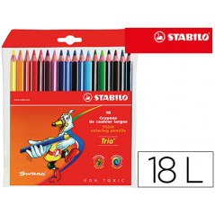 Lapices de colores stabilo trio caja de 18 colores