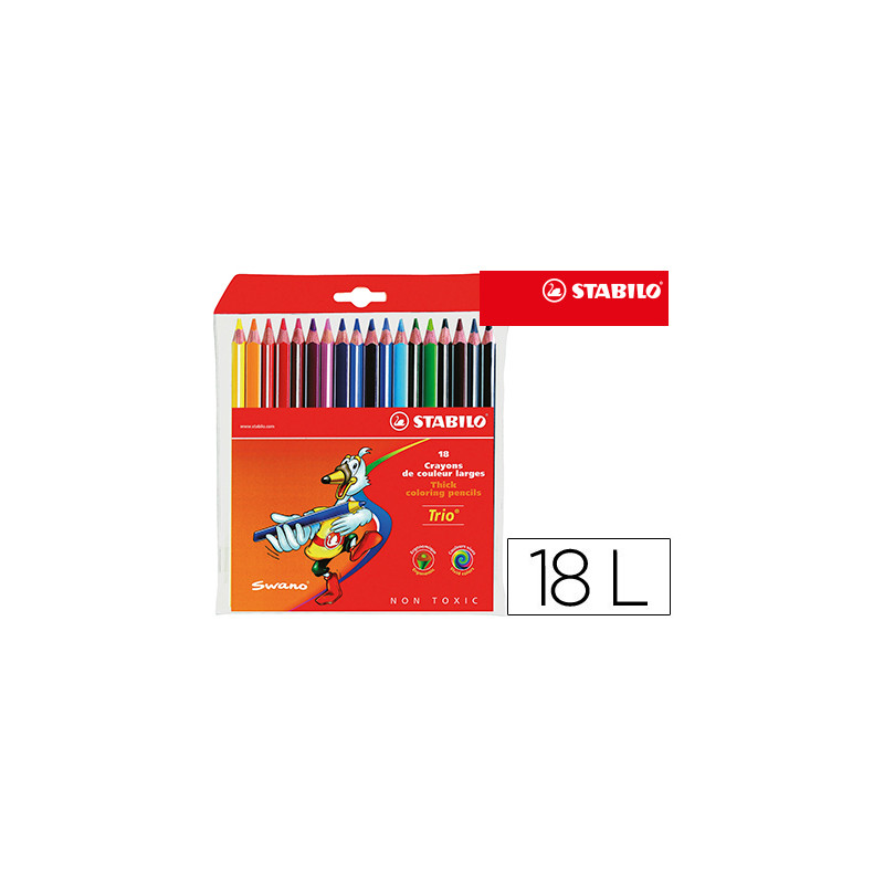 Lapices de colores stabilo trio punta gruesa caja de 18 colores