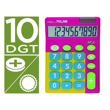 Calculadora milan mix 10 dígitos rosa en blíster
