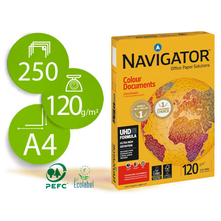 Papel fotocopiadora navigator din a4 120 gramos paquete de 250 hojas